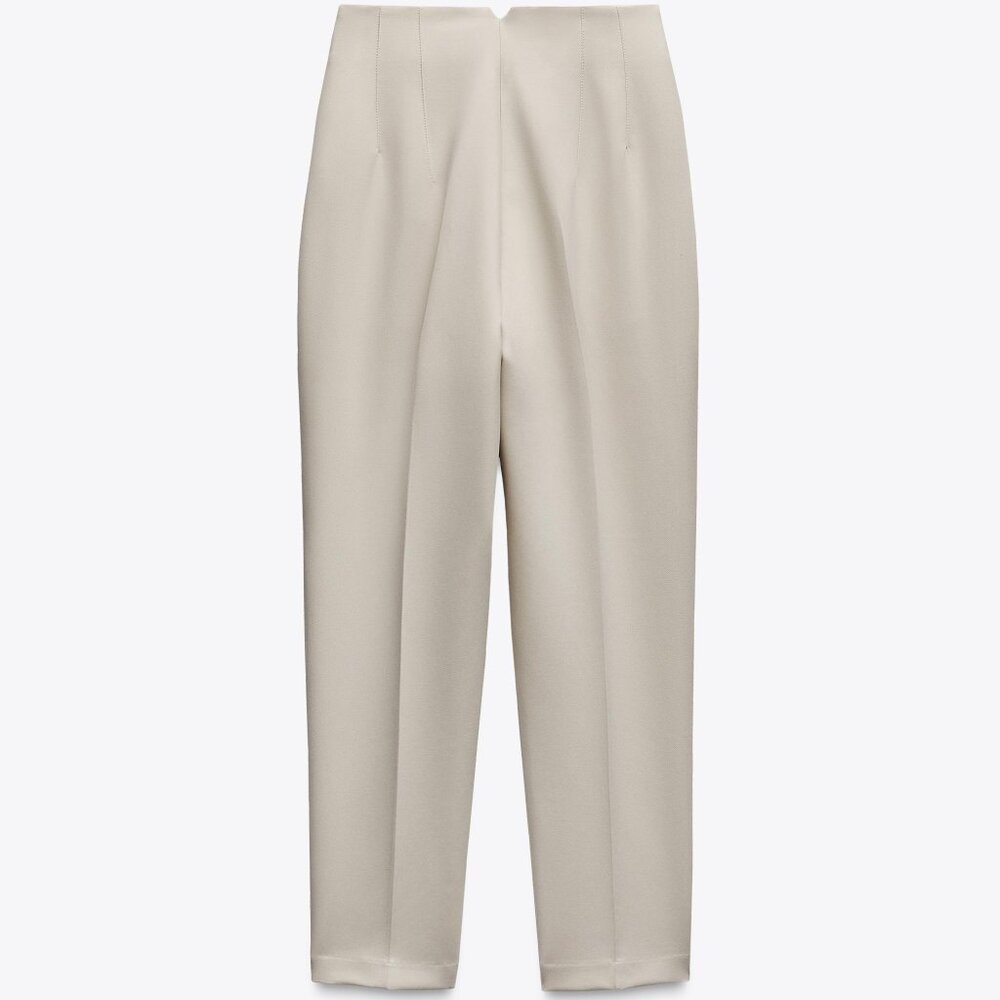 NWT Zara High Waisted Pants, Sand Beige, Size Medium - Picture 2 of 6